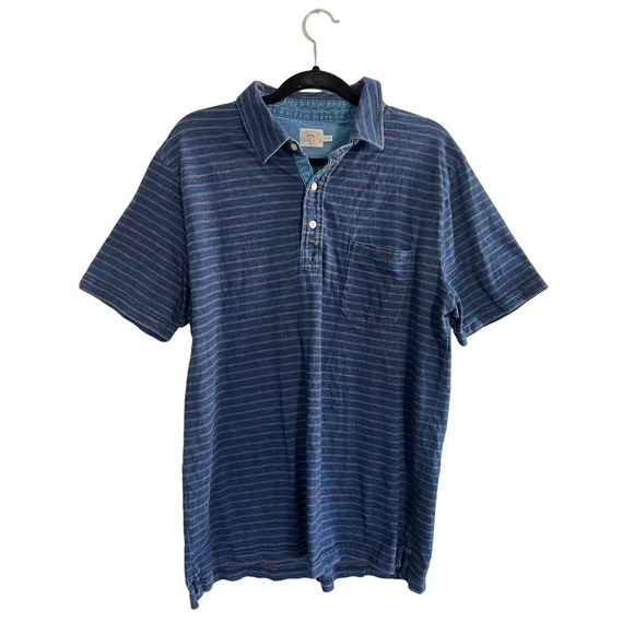 Men’s Faherty Brand Blue Striped Polo Cotton Size XL - Picture 1 of 5